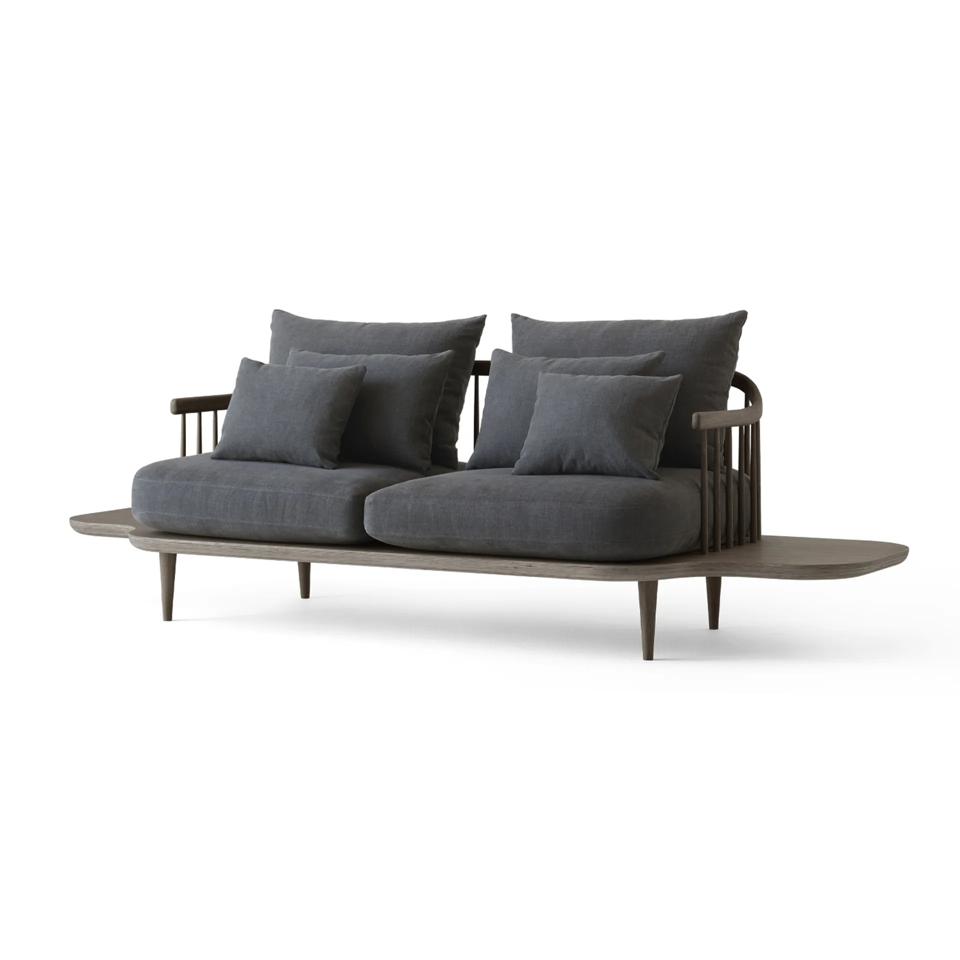 Fly SC3 sofa, Fabric hot madison 093 dark grey. smoked oiled oak stand and side table &Tradition