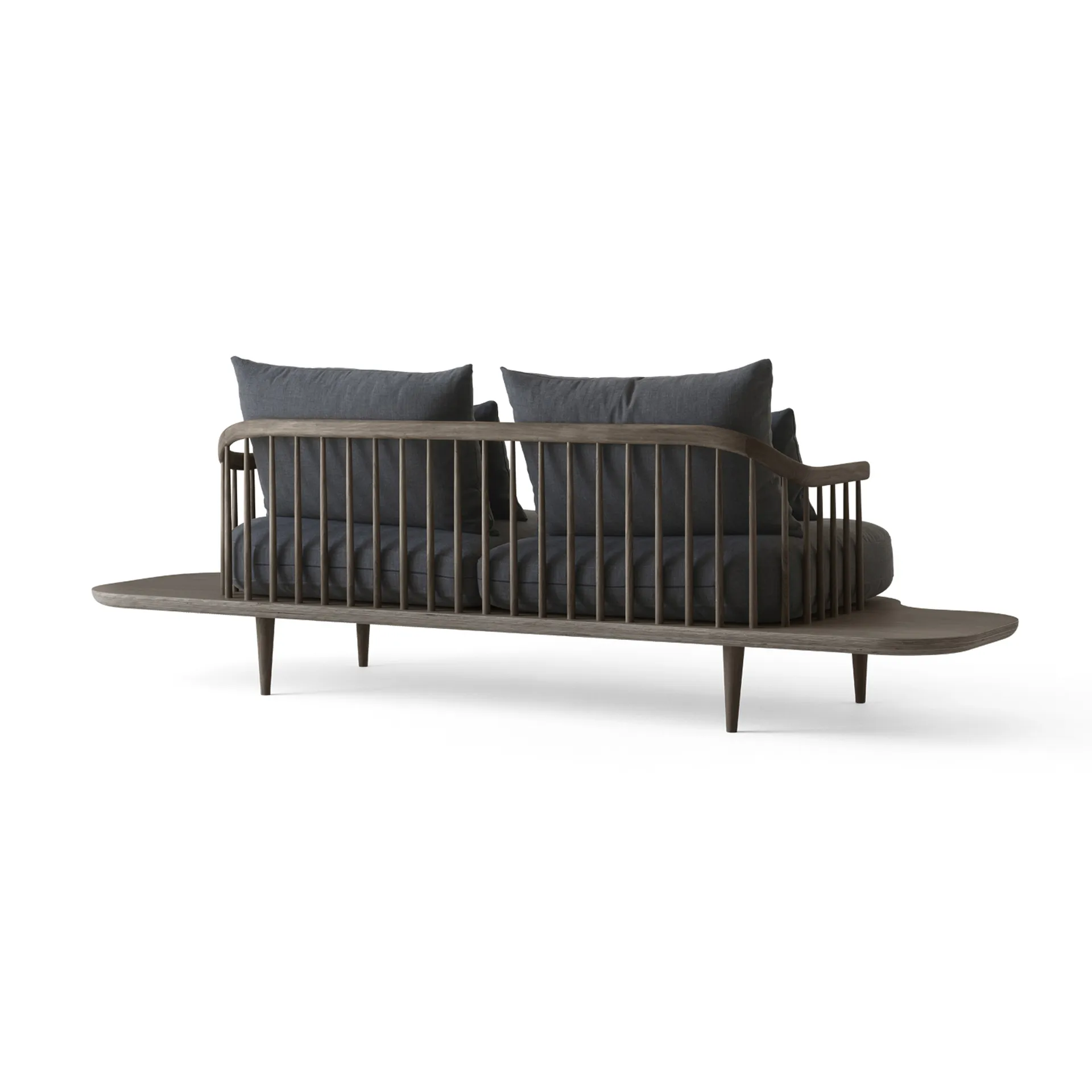 Fly SC3 sofa, Fabric hot madison 093 dark grey. smoked oiled oak stand and side table &Tradition