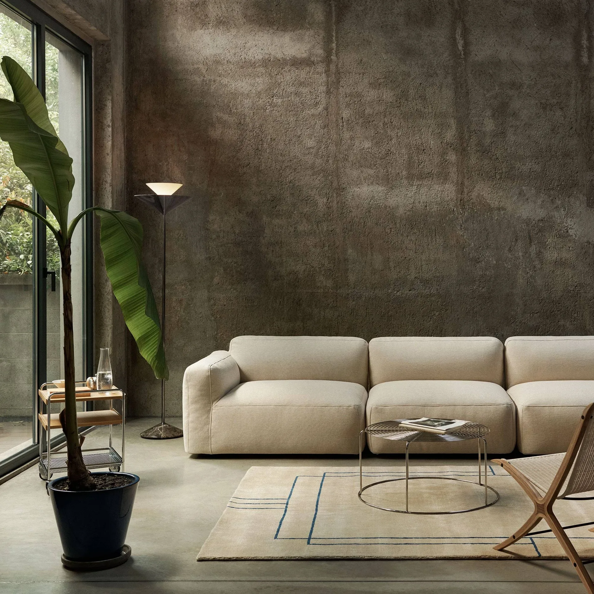 Gio LN 28 floor lamp, Dark chrome, marble &Tradition
