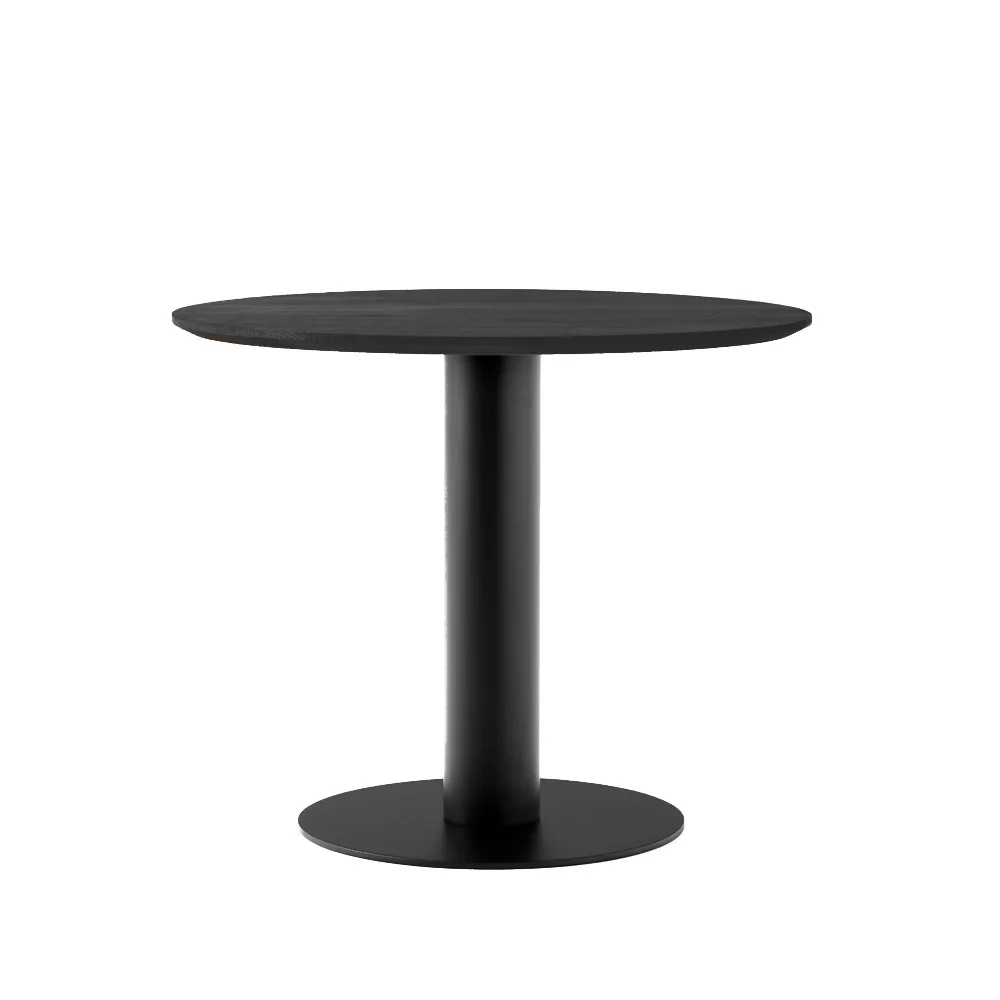 In Between SK11 dining table, Black lacquered oak. matte black metal stand &Tradition