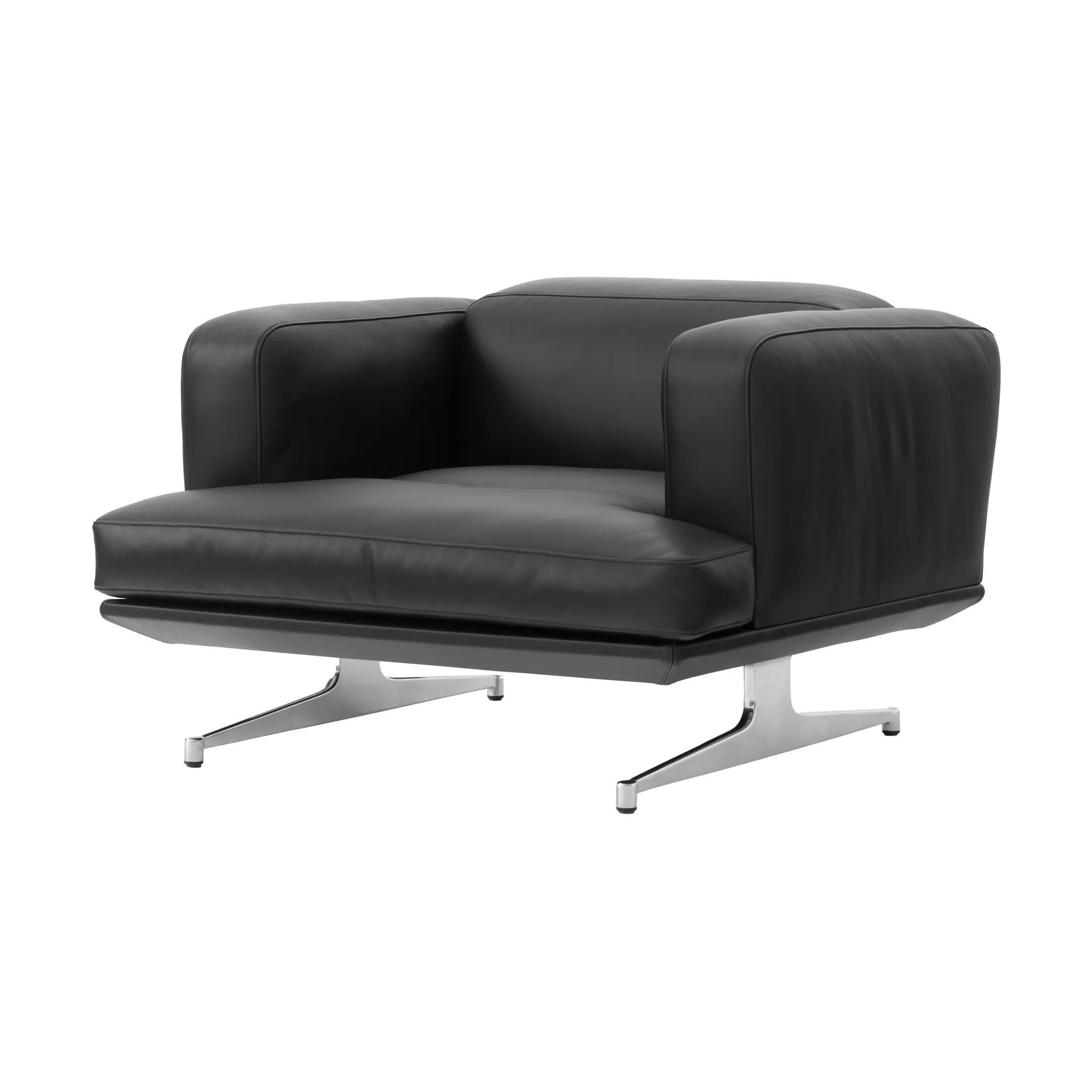 Inland AV21 armchair, Noble leather black-polished aluminum &Tradition