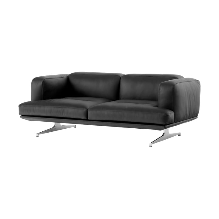 Inland AV22 sofa 2-seater - Noble leather black-polished aluminum - &Tradition