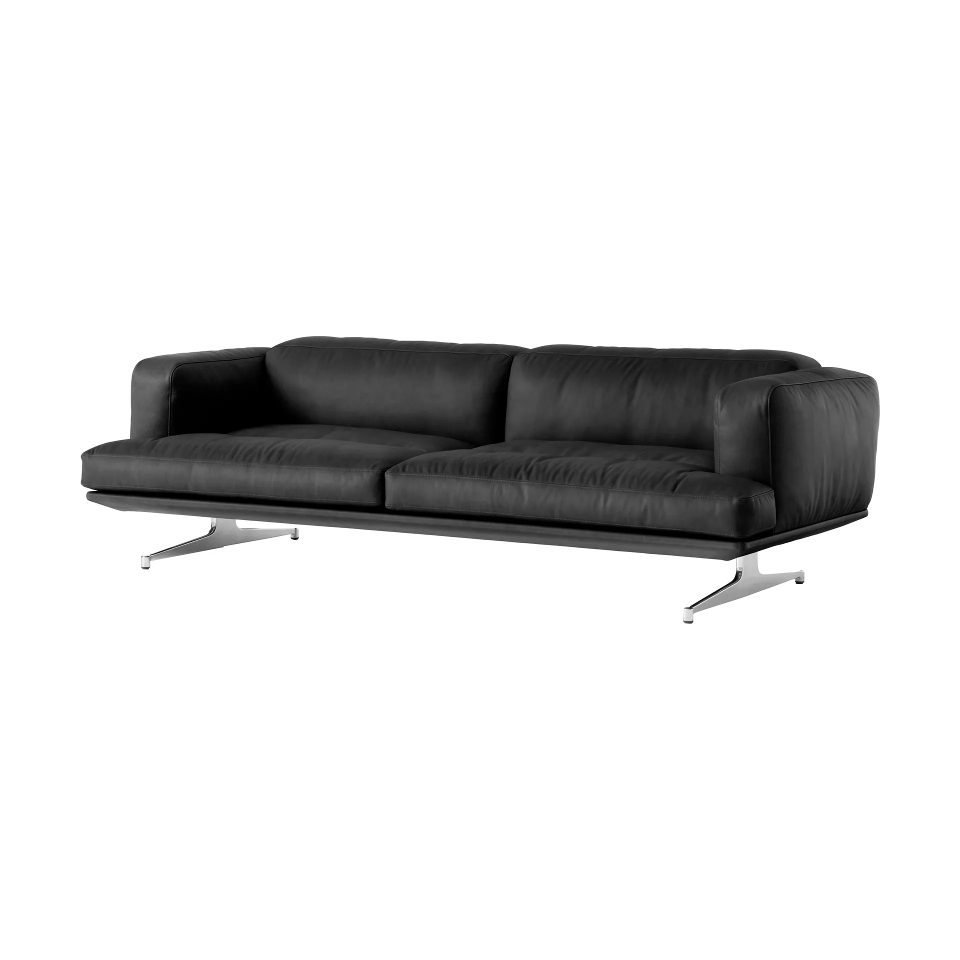 Inland AV23 3-seater sofa, Noble leather black-polished aluminum &Tradition