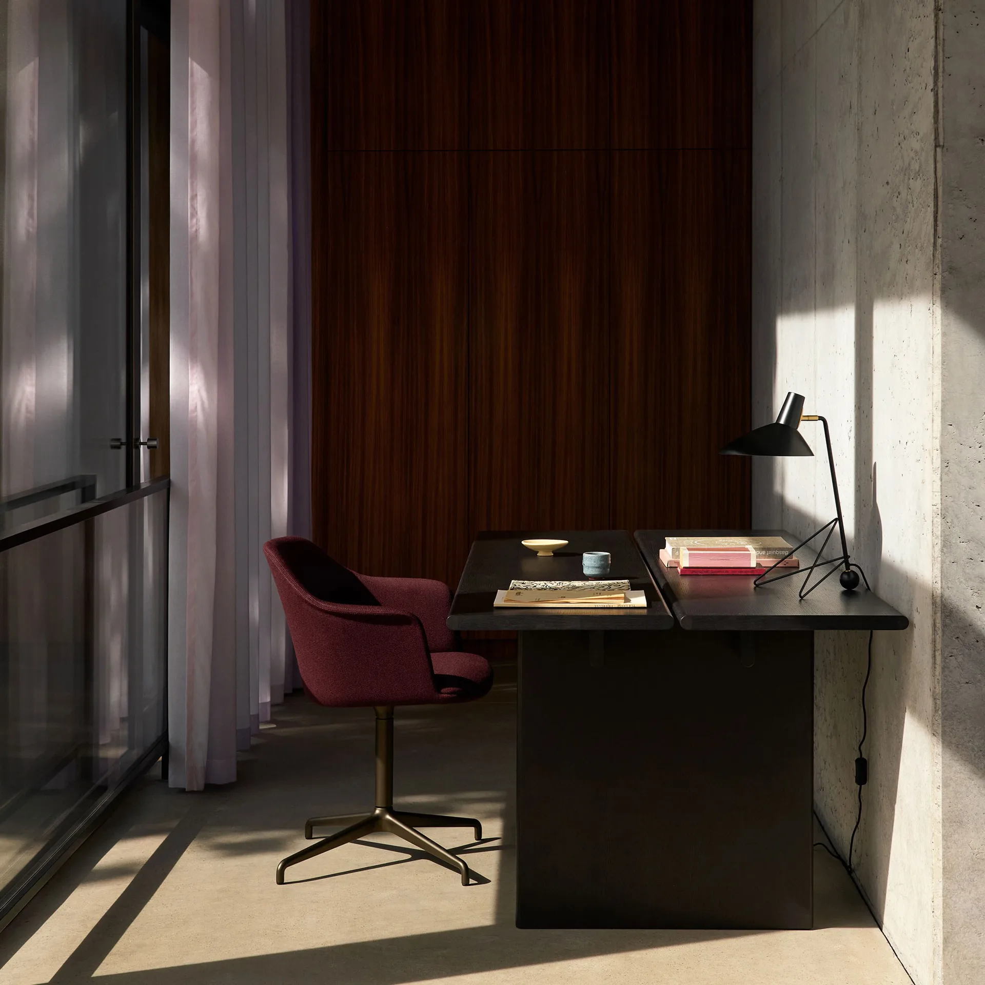 Ita OS1 dining table with cable management 95x200 cm, Dark stained oak &Tradition