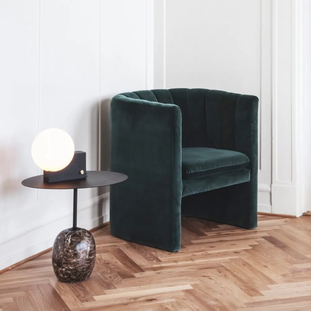 Lato LN9 side table, White, crema diva marble &Tradition