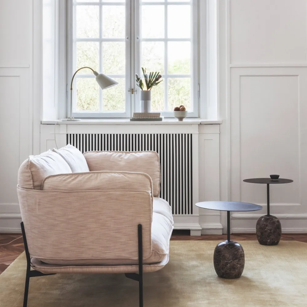 Lato LN9 side table, White, crema diva marble &Tradition