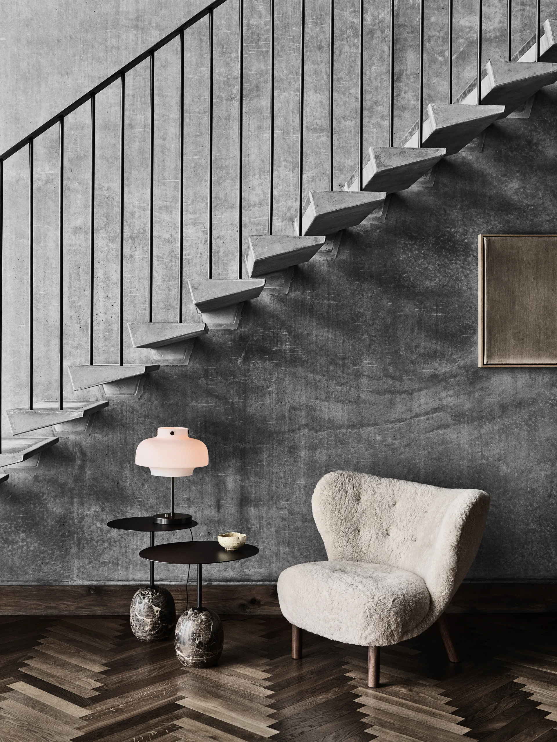 Lato side table LN8, Warm black-Emparador marble &Tradition
