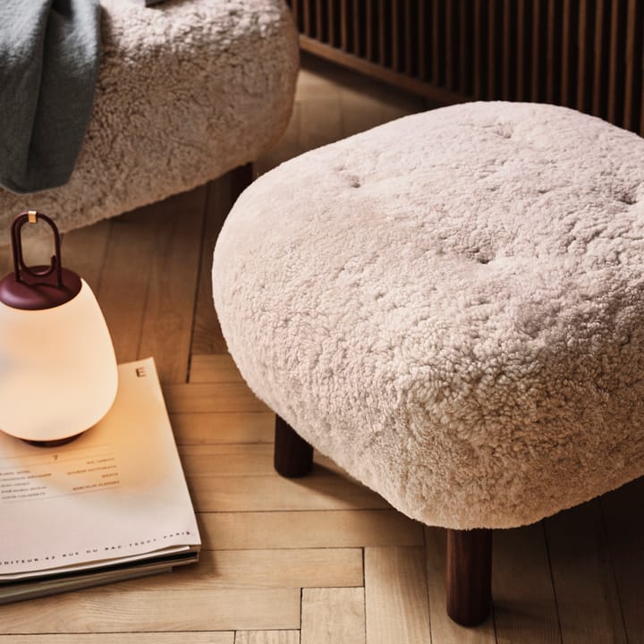 Little Petra ATD1 footstool, Sheepskin moonlight-oiled walnut legs &Tradition