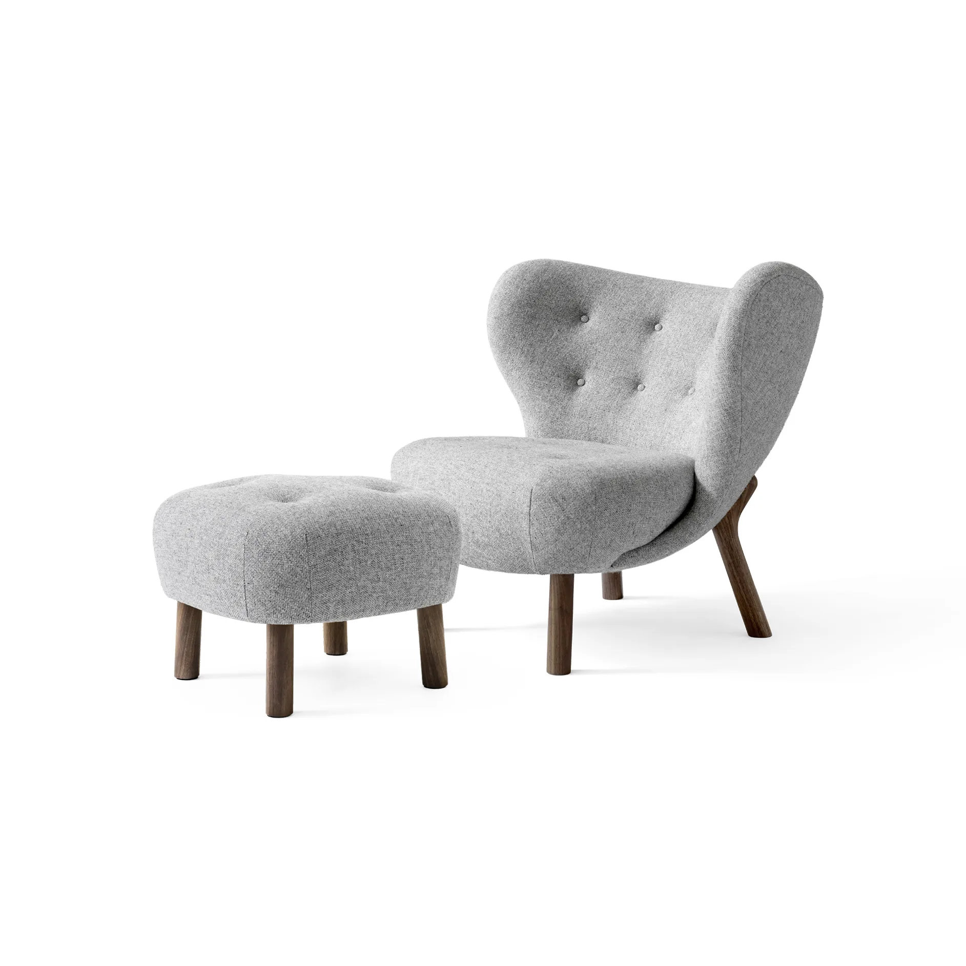 Little Petra VB1 armchair incl. pouffe ATD1, Oiled walnut-Hallingdal &Tradition