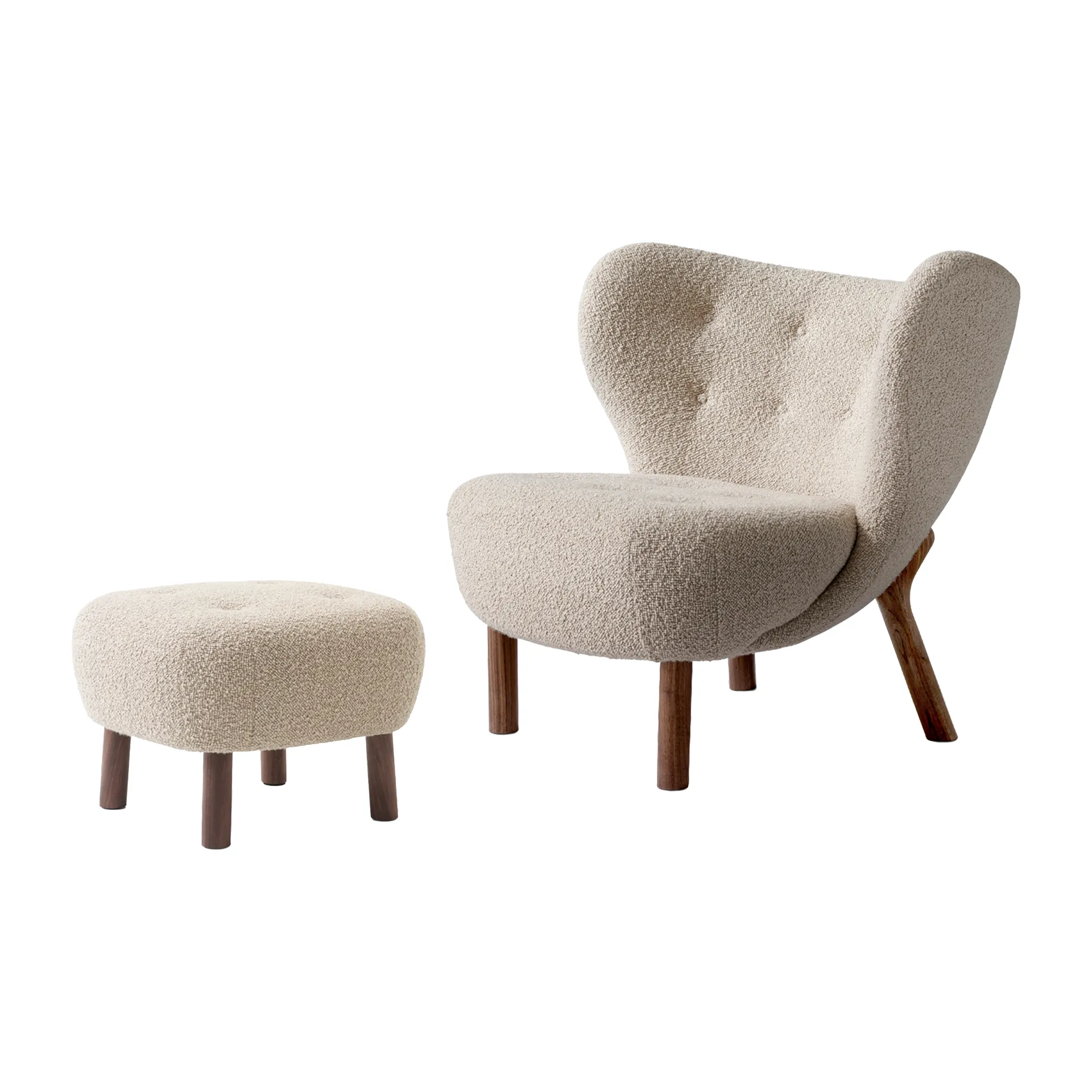 Little Petra VB1 armchair incl. pouffe ATD1, Oiled walnut-Karakorum 003 &Tradition