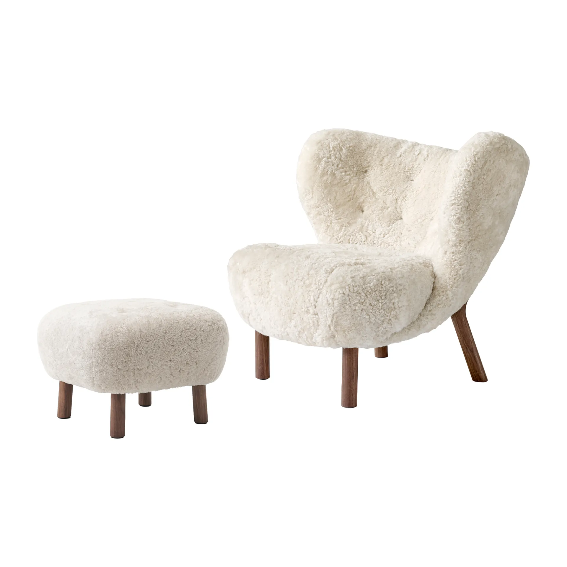 Little Petra VB1 armchair incl. pouffe ATD1, Oiled walnut-Moonlight &Tradition