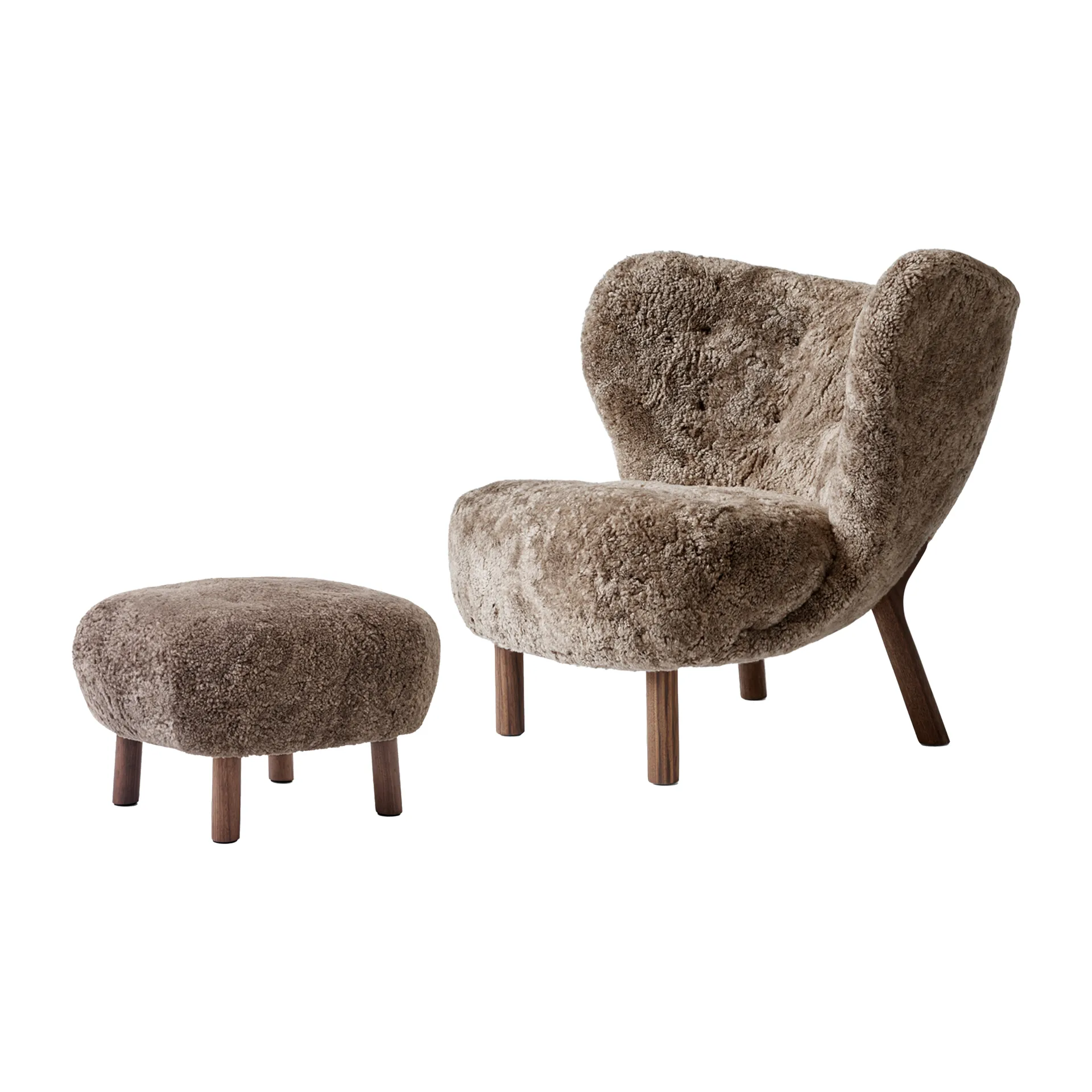 Little Petra VB1 armchair incl. pouffe ATD1, Oiled walnut-Sahara &Tradition