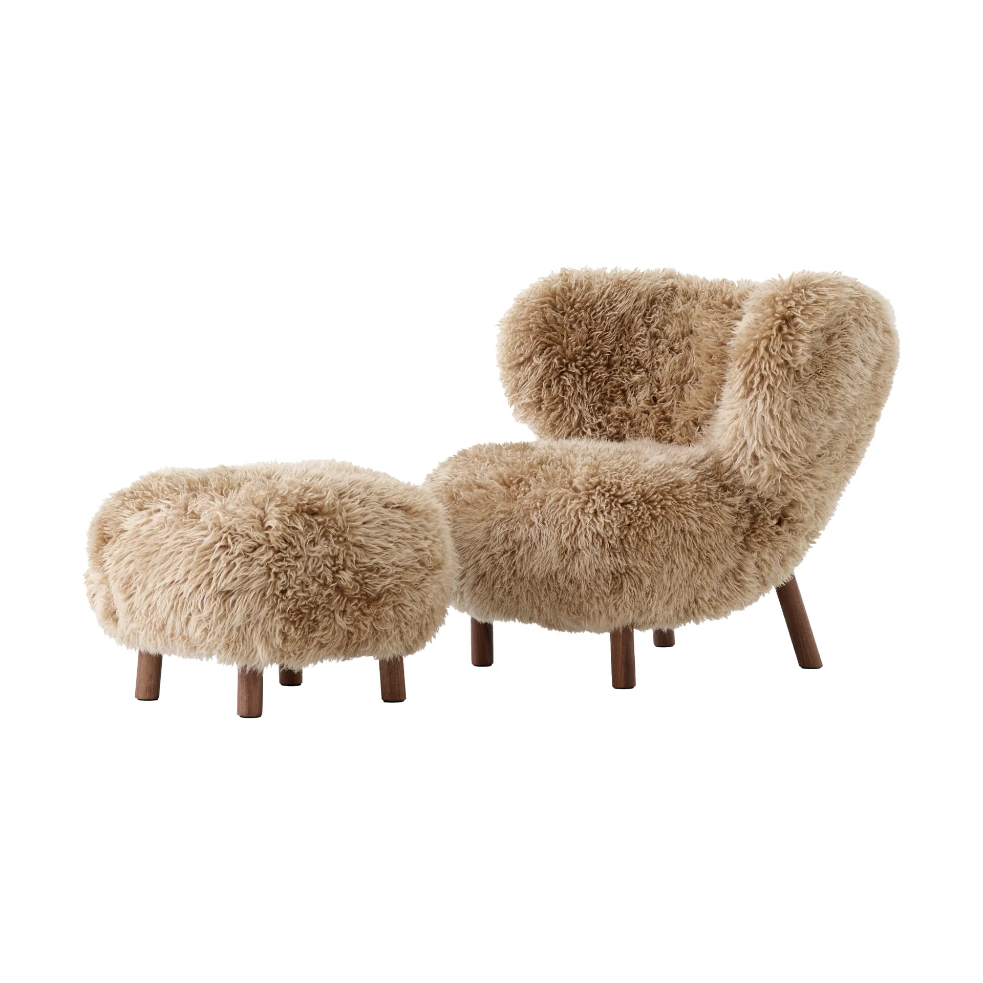 Little Petra VB1 armchair incl. pouffe ATD1, Oiled walnut-Sheepskin honey &Tradition