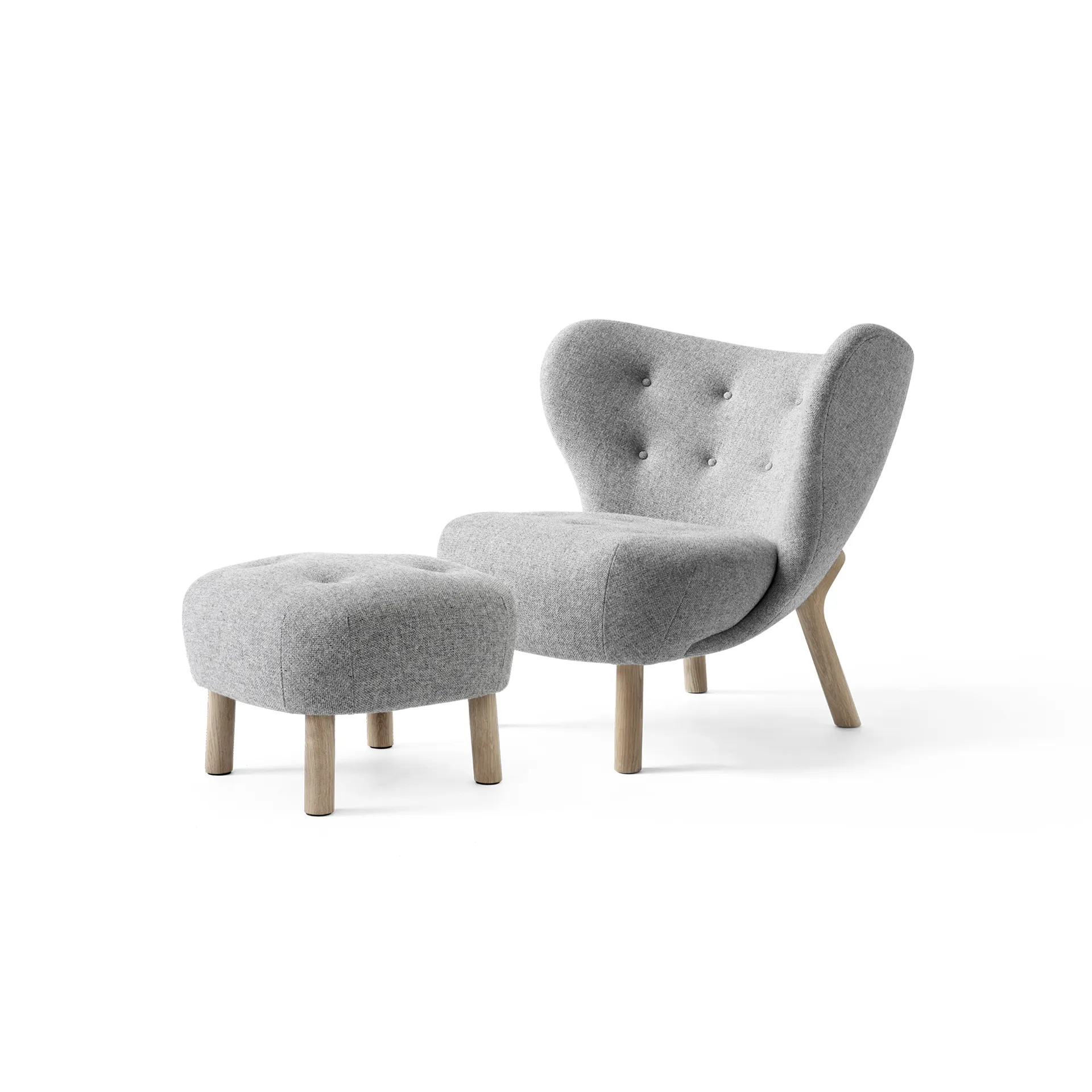 Little Petra VB1 armchair incl. pouffe ATD1, White oiled oak-Hallingdal &Tradition