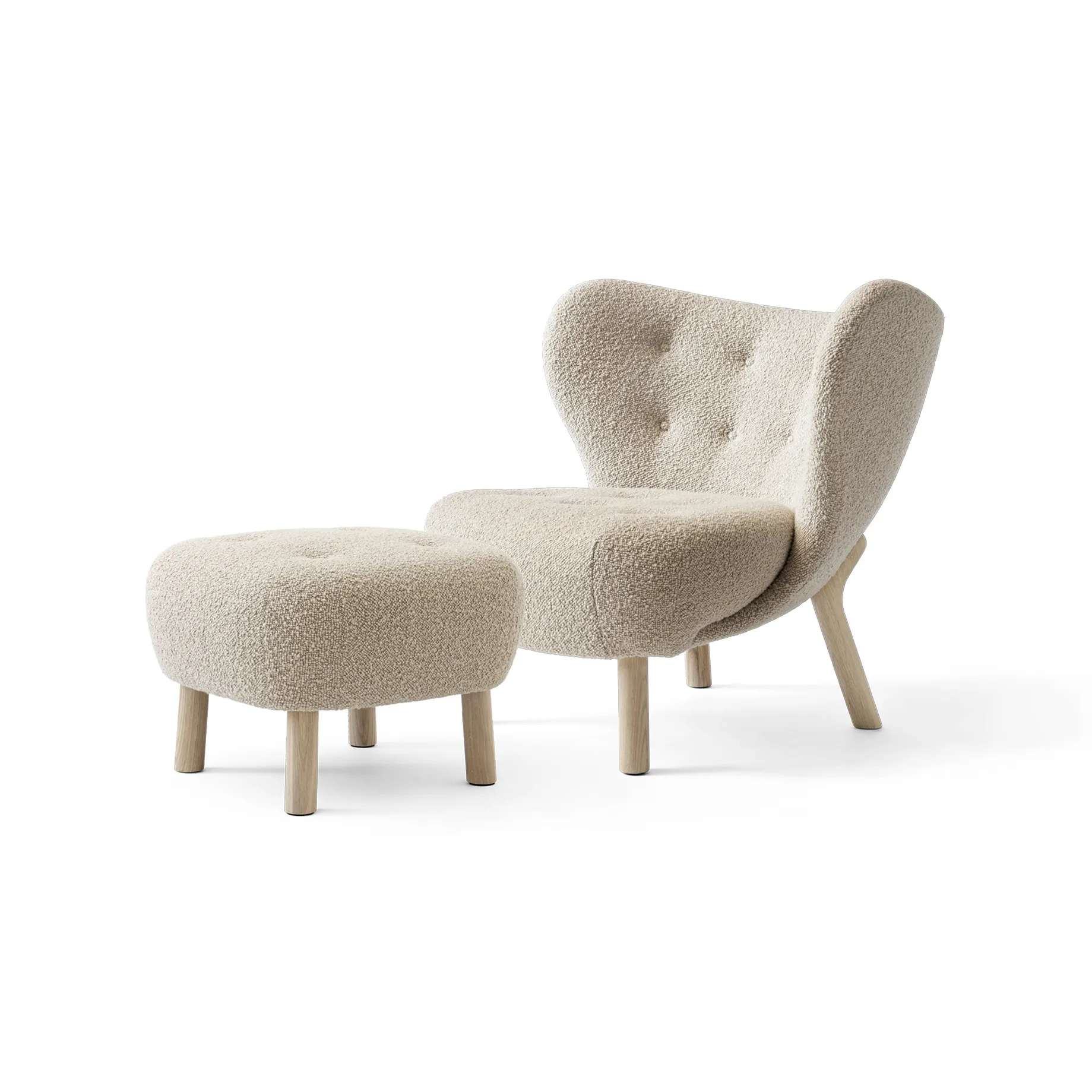 Little Petra VB1 armchair incl. pouffe ATD1, White oiled oak-Karakorum &Tradition