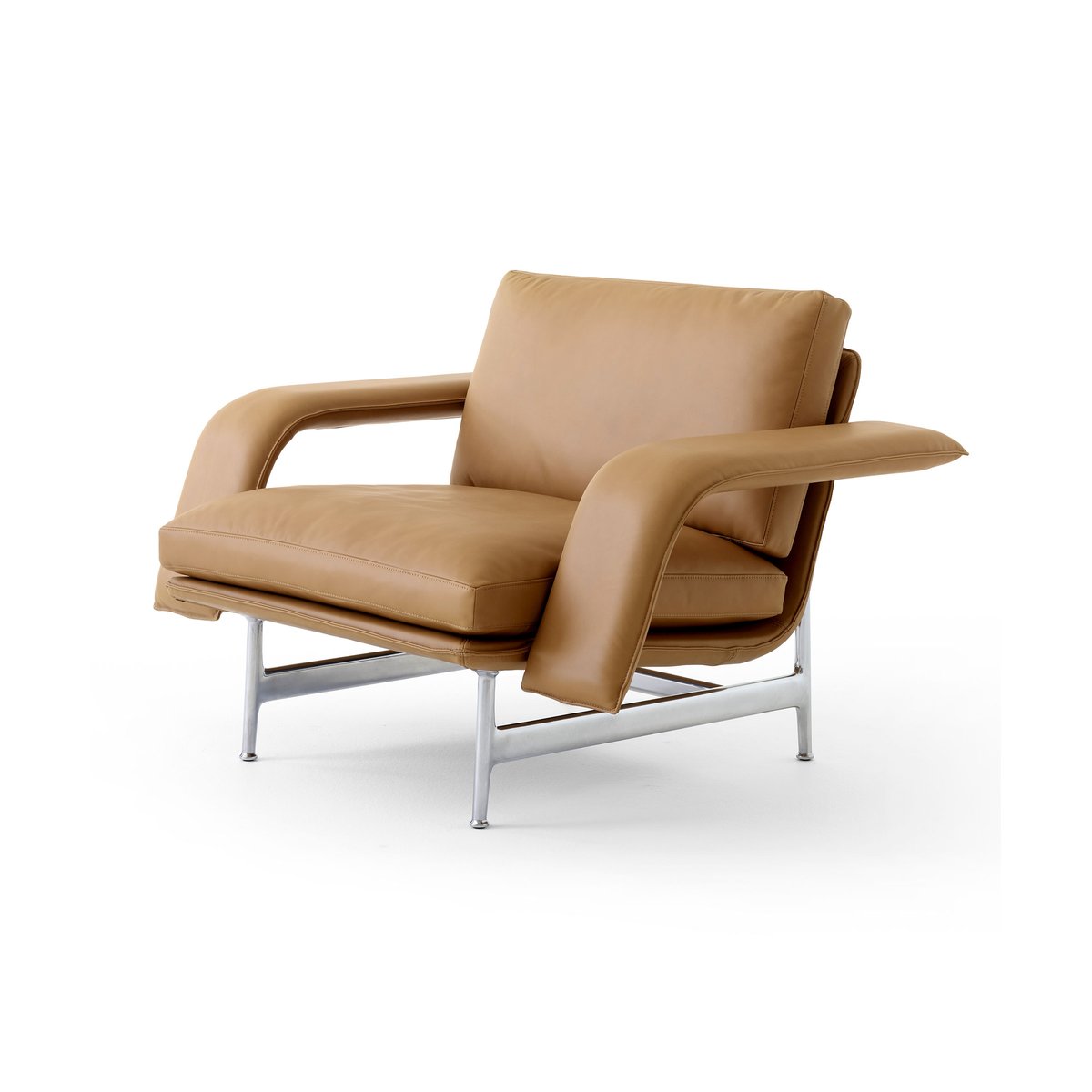&Tradition Meantime AV29 lounge chair Pol. aluminium-Noble leather cognac