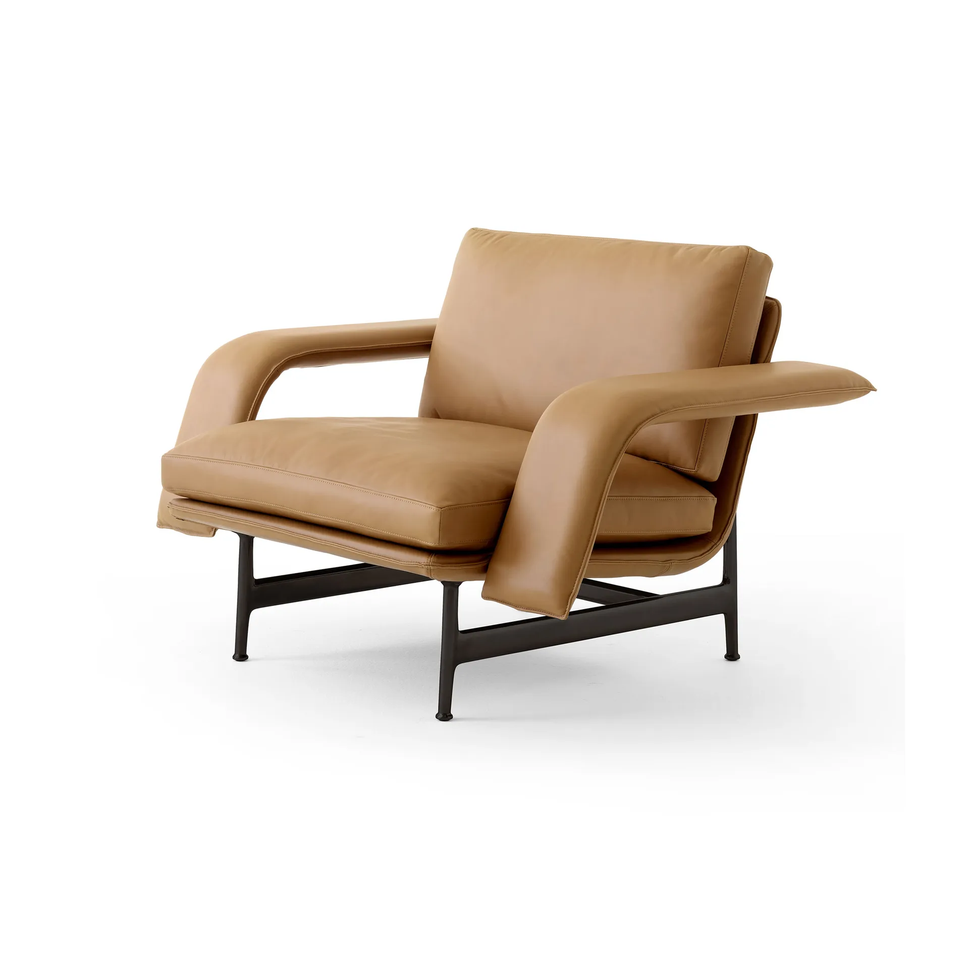 Meantime AV29 lounge chair, Warm black-Noble leather Cognac &Tradition