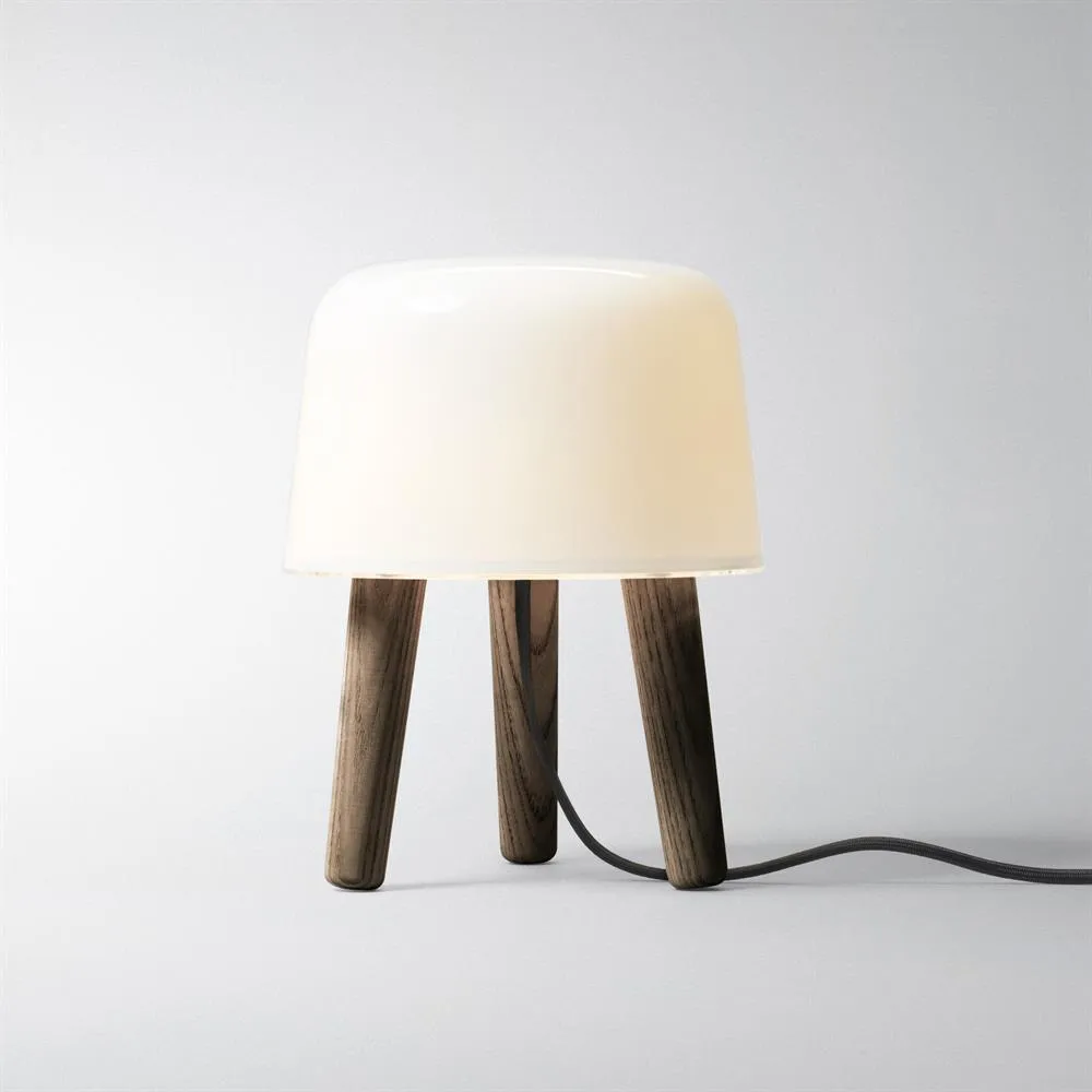 Milk floor lamp, dark oak legs and black cord &Tradition