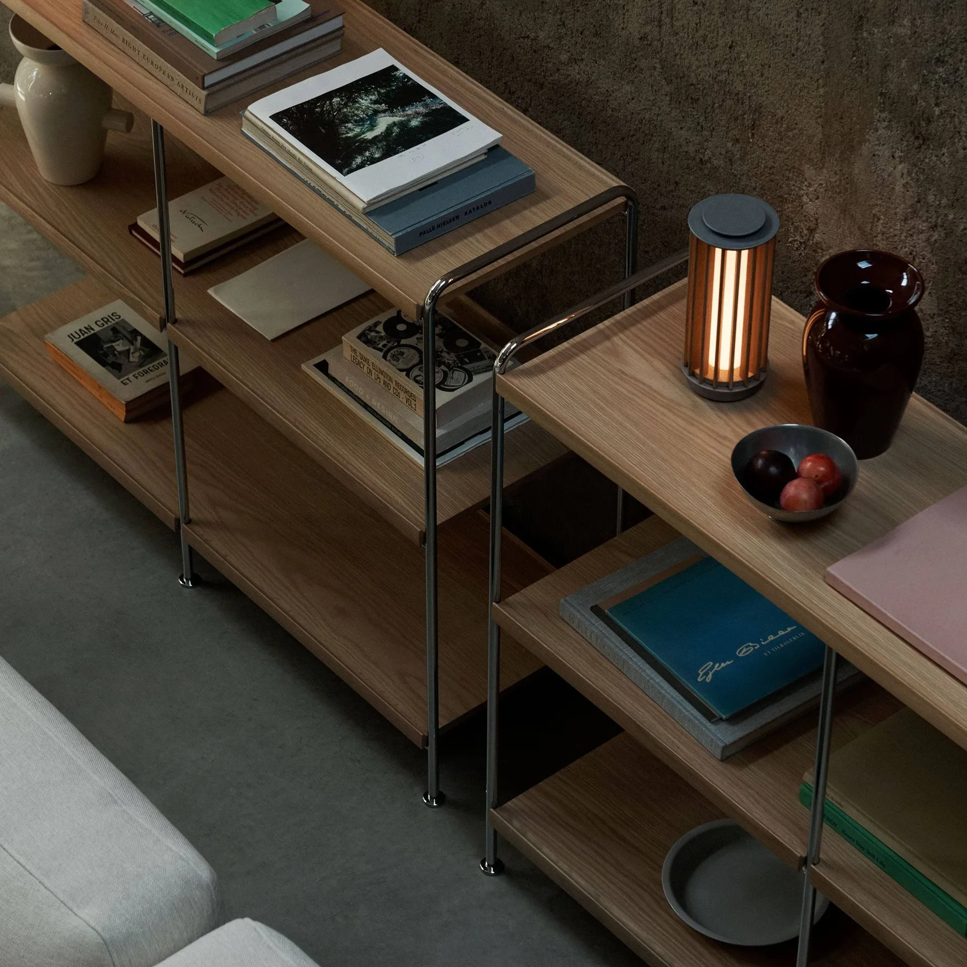 Numbra TY3 portable table lamp, Lacquered oak-tumbled aluminium &Tradition