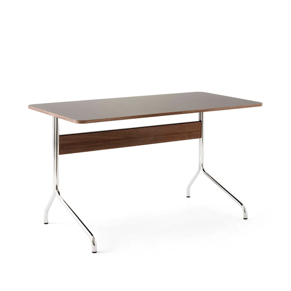 Pavilion AV16 desk, Iron linoleum, lacquered walnut, chrome legs &Tradition
