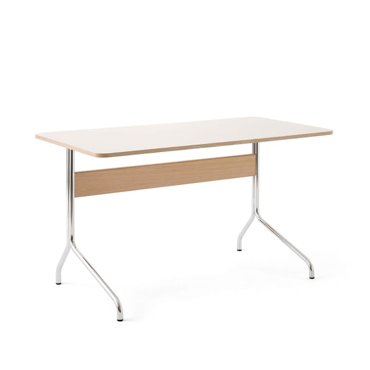 Pavilion AV16 desk - Mushroom linoleum, lacquered oak, chrome legs - &Tradition