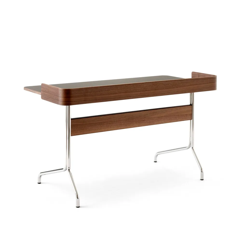 Pavilion AV17 desk, Iron linoleum, lacquered walnut, chrome legs &Tradition
