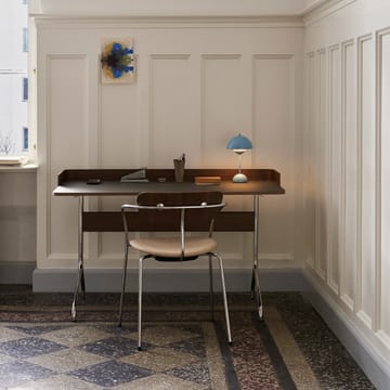 Pavilion AV17 desk - Mushroom linoleum, lacquered oak, chrome legs - &Tradition