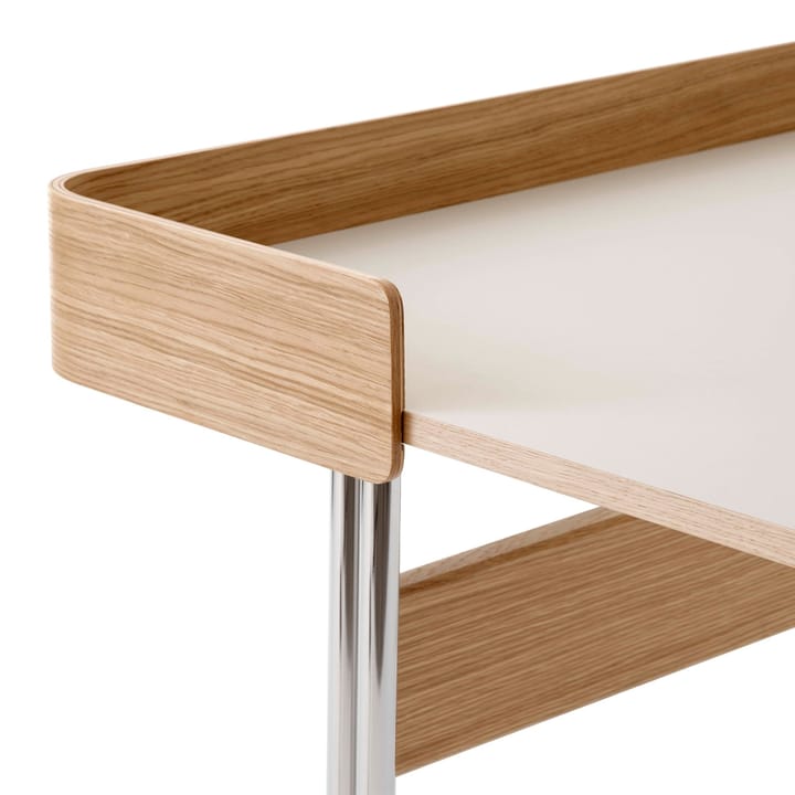 Pavilion AV17 desk - Mushroom linoleum, lacquered oak, chrome legs - &Tradition