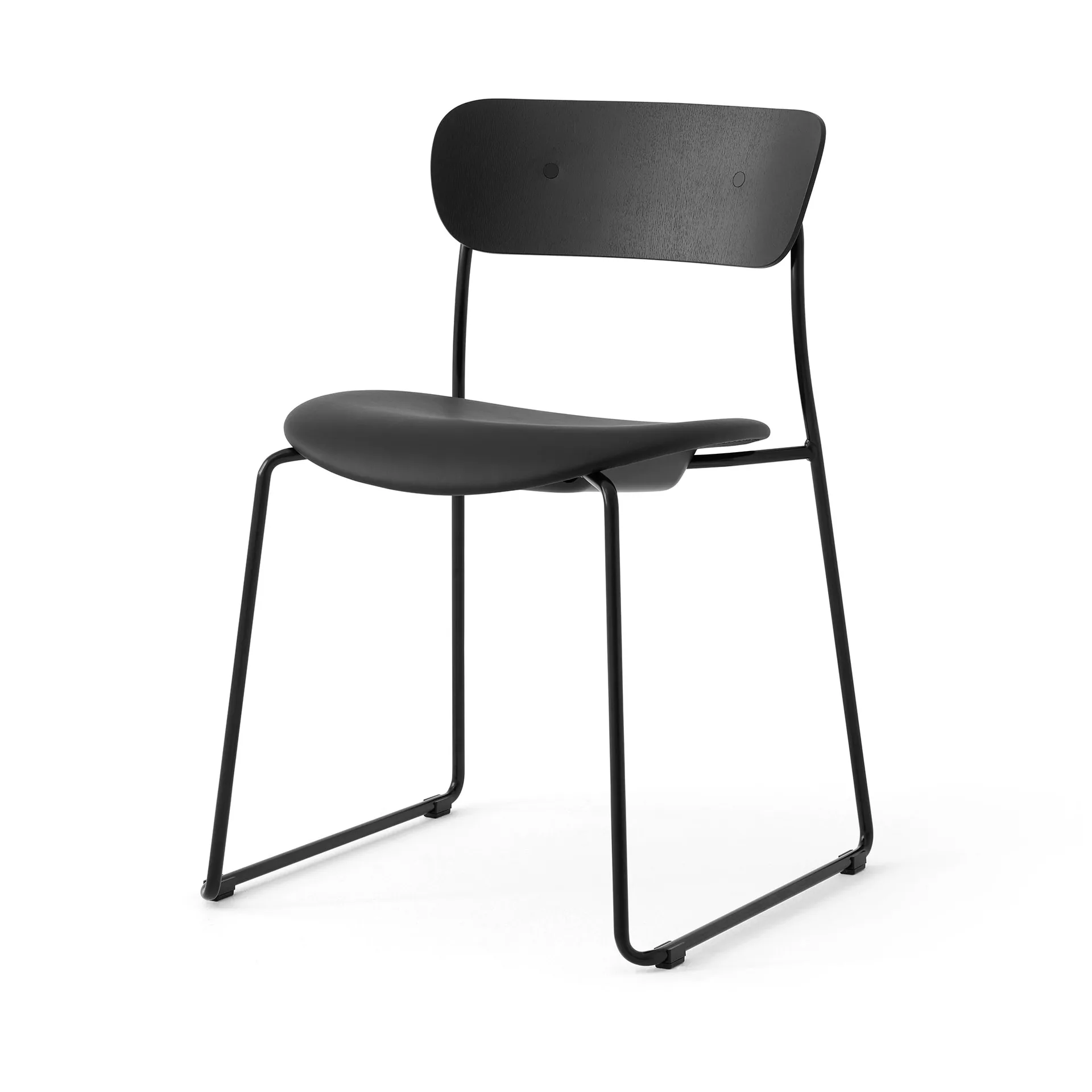 Pavilion AV52 chair upholstered seat, Black-Noble leather Black &Tradition