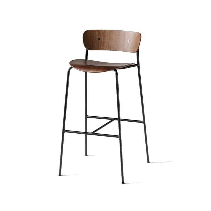 Pavilion AV9 barstool - Walnut lacquer, steel legs - &Tradition