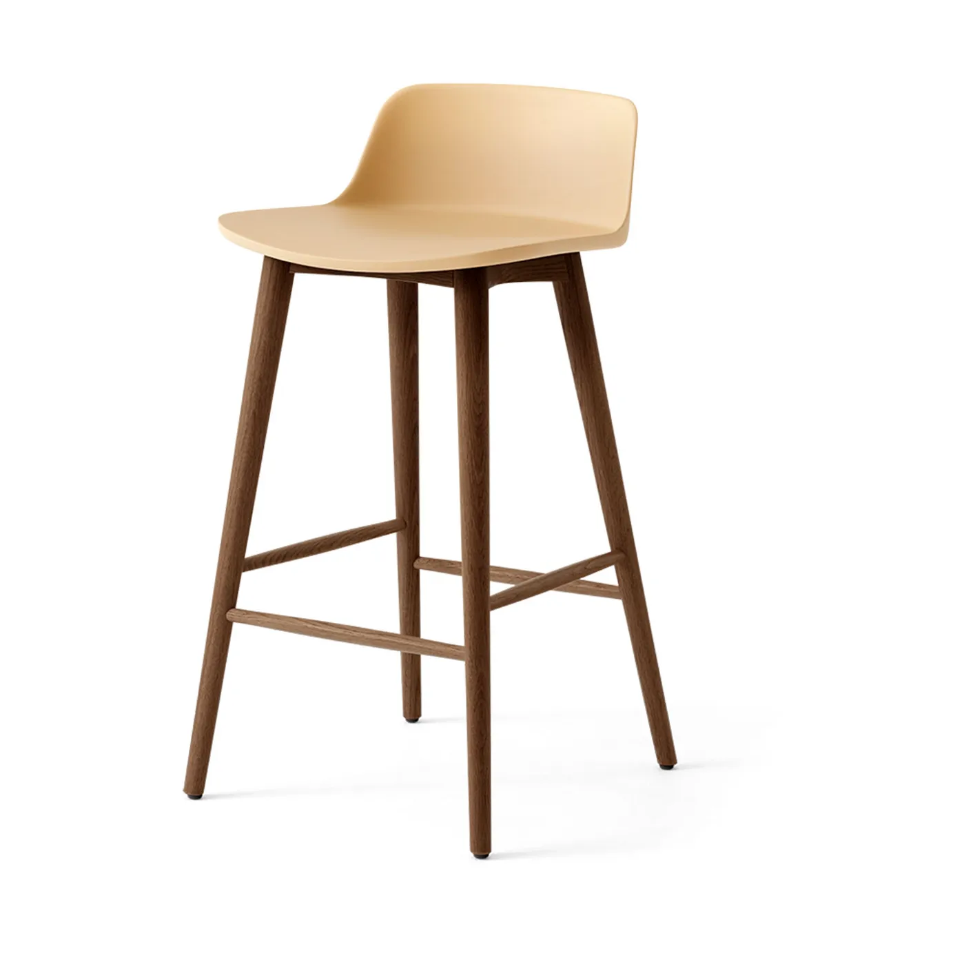 Rely HW118 bar stool, Beige sand-lacquered walnut, 65 cm &Tradition