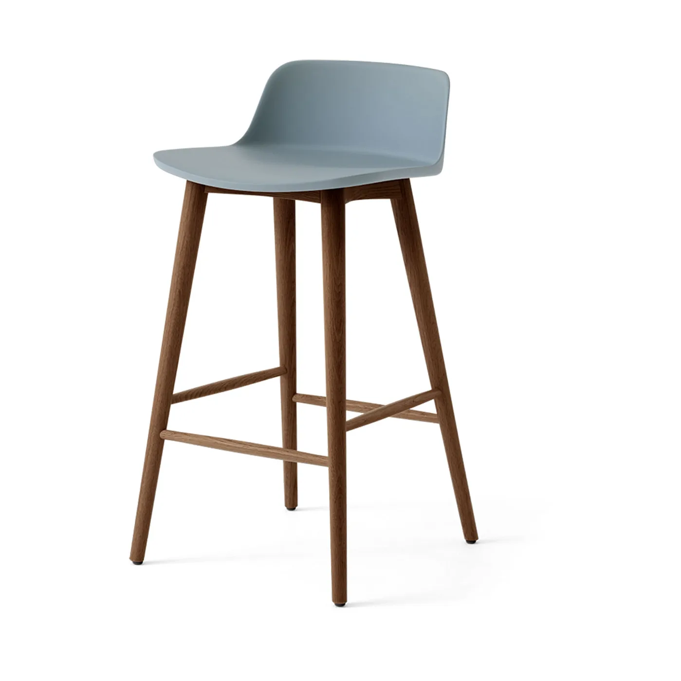Rely HW118 bar stool, Light blue-lacquered walnut, 65 cm &Tradition