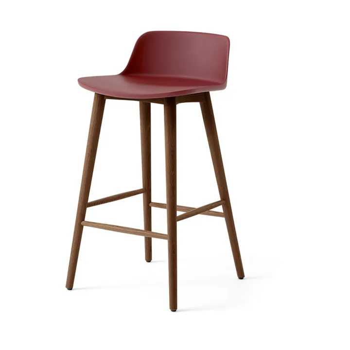 Rely HW118 bar stool - Red brown-lacquered walnut, 65 cm - &Tradition