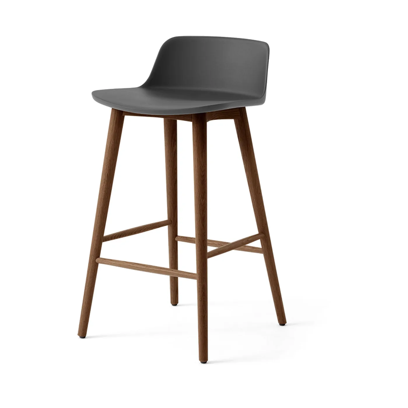 Rely HW118 bar stool, Stone grey-lacquered walnut, 65 cm &Tradition