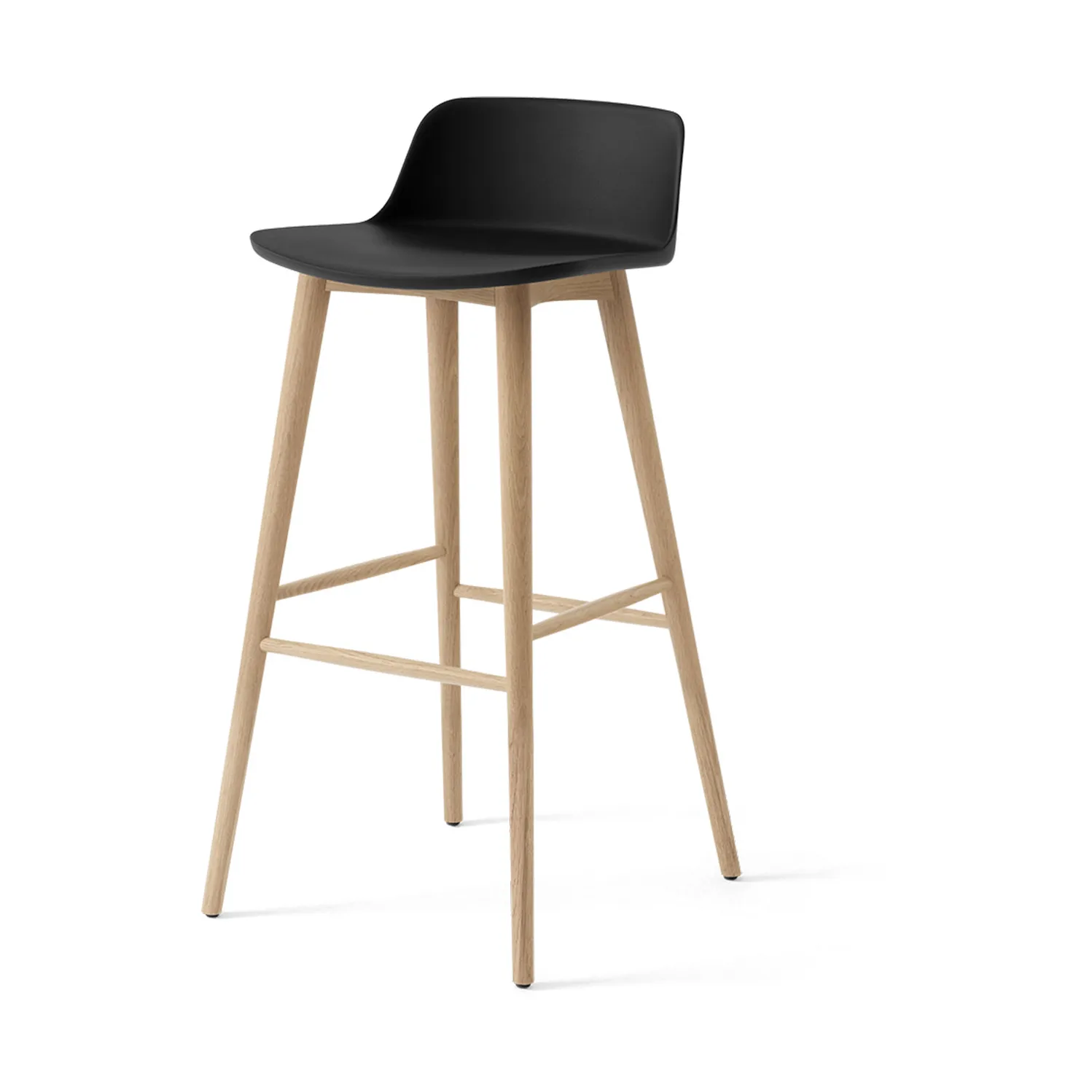 Rely HW123 bar stool, Black-lacquered oak, 75 cm &Tradition