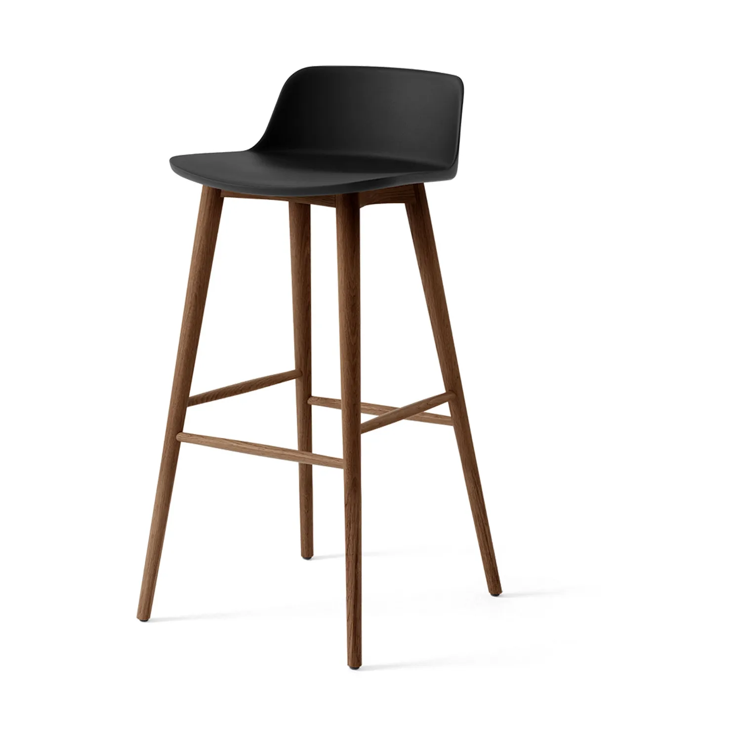 Rely HW123 bar stool, Black-lacquered walnut, 75 cm &Tradition