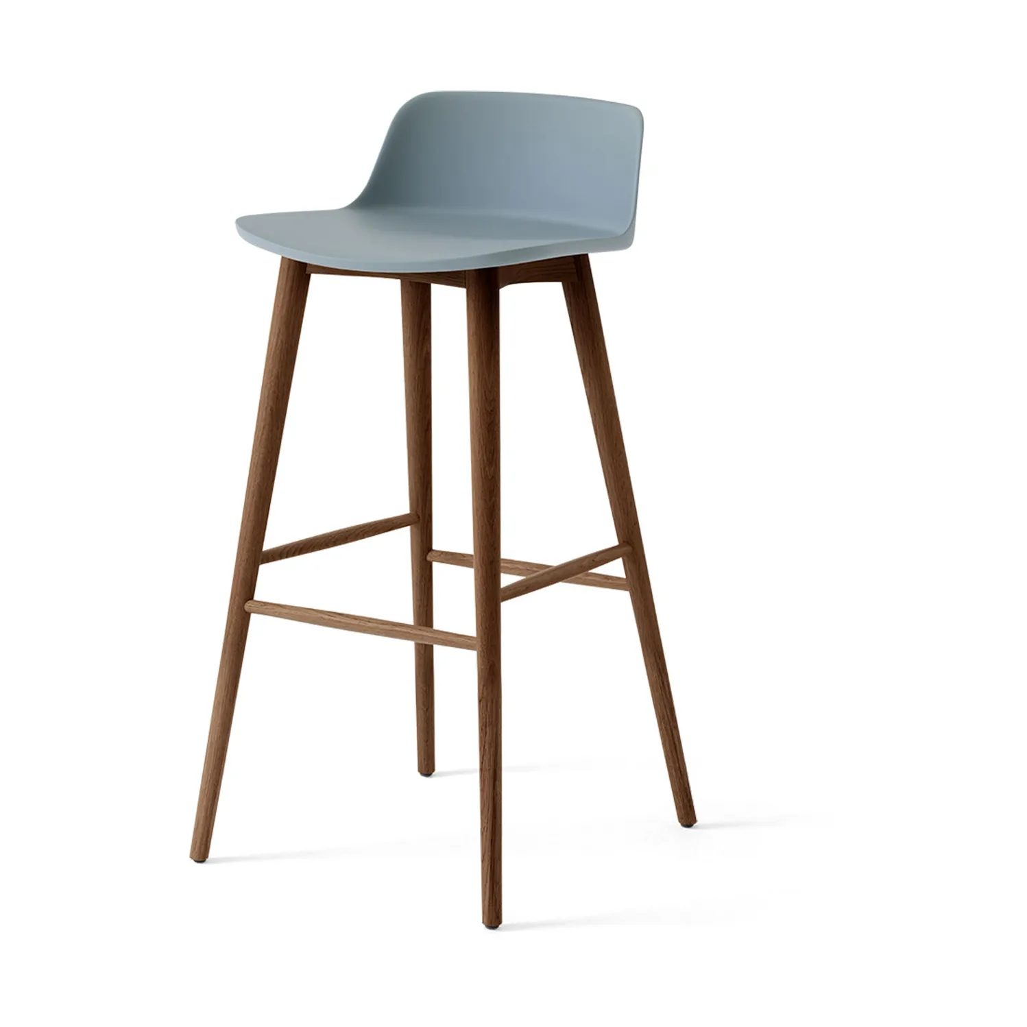 Rely HW123 bar stool, Light blue-lacquered walnut, 75 cm &Tradition