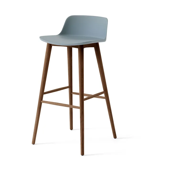 Rely HW123 bar stool - Light blue-lacquered walnut, 75 cm - &Tradition