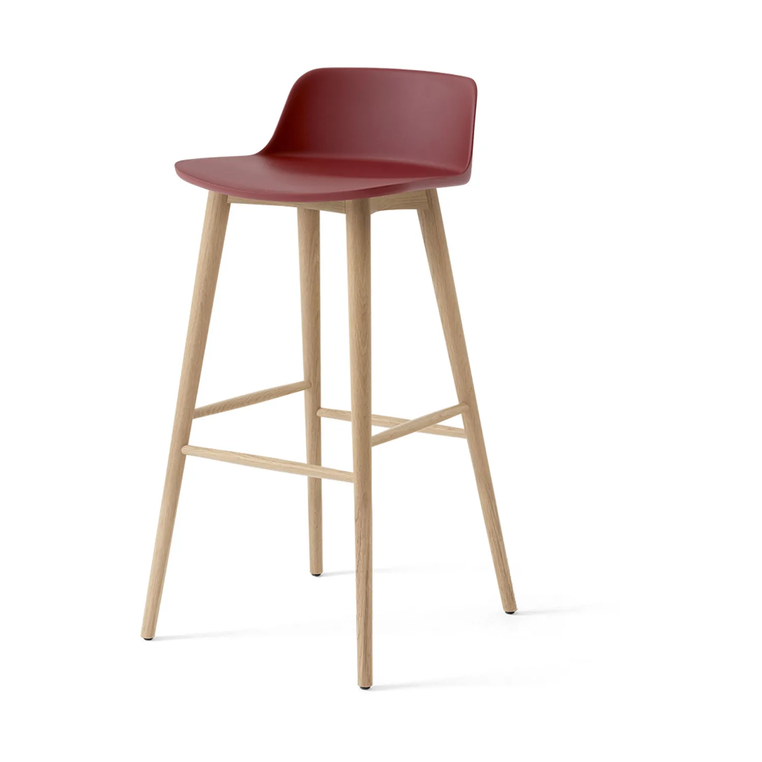 Rely HW123 bar stool, Red brown-lacquered oak, 75 cm &Tradition