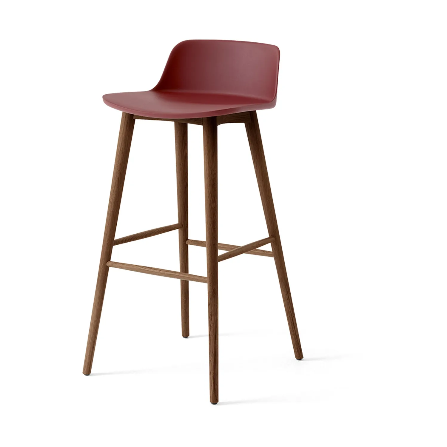 Rely HW123 bar stool, Red brown-lacquered walnut, 75 cm &Tradition