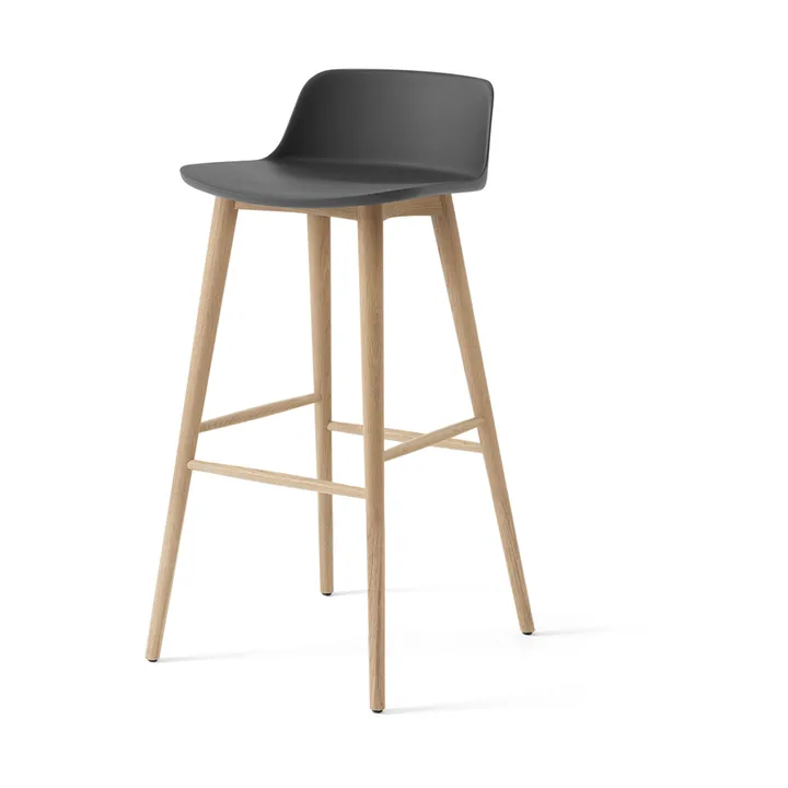 Rely HW123 bar stool - Stone grey-lacquered oak, 75 cm - &Tradition