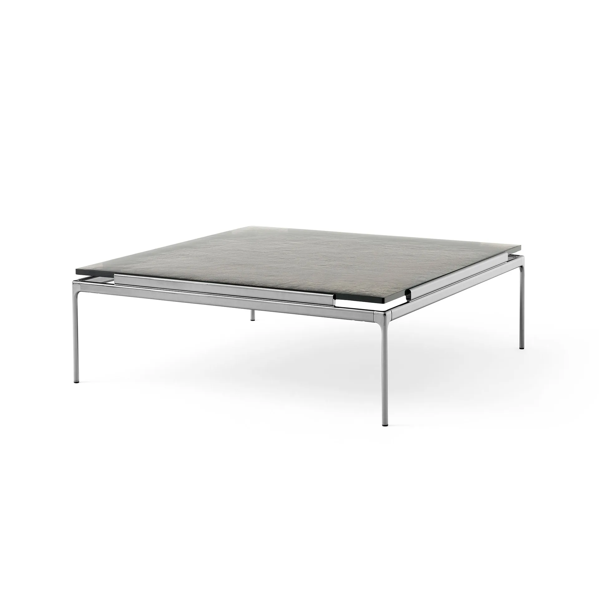 Sett LN13 coffee table, Smoked cast glass-dark chrome &Tradition