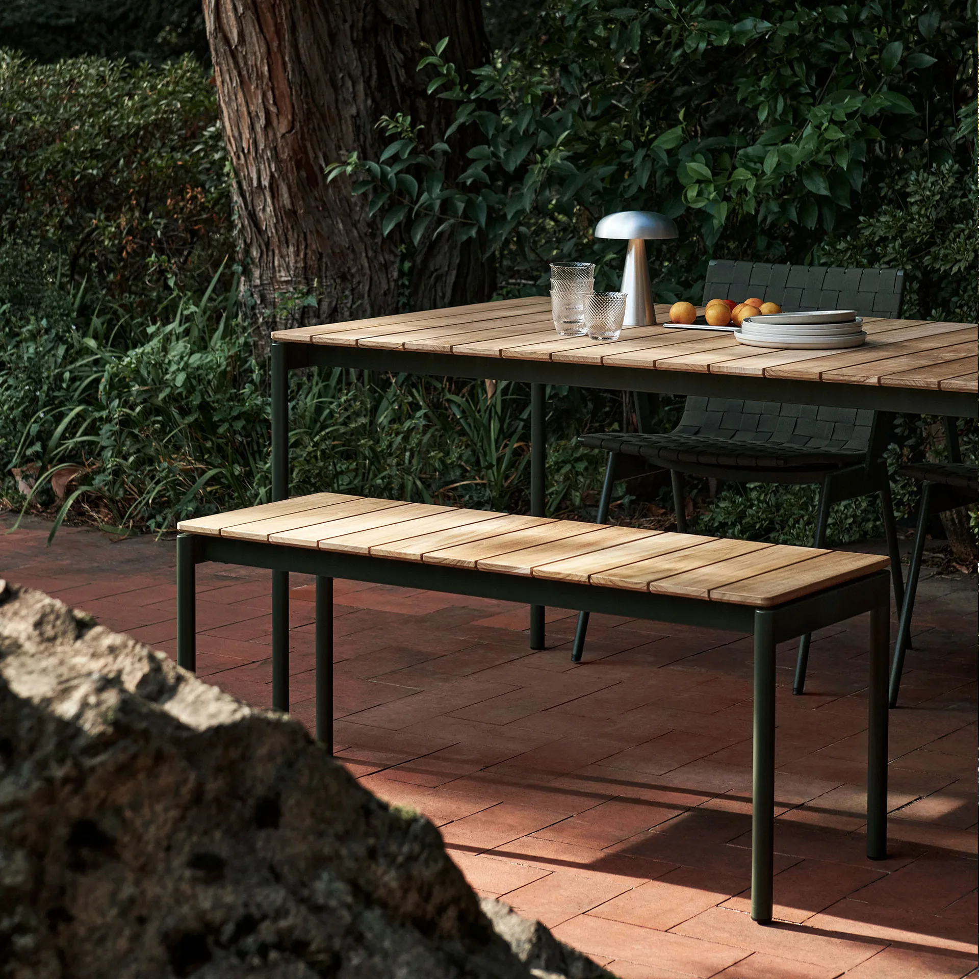 Ville AV27 bench small 110x40 cm, Bronze green &Tradition