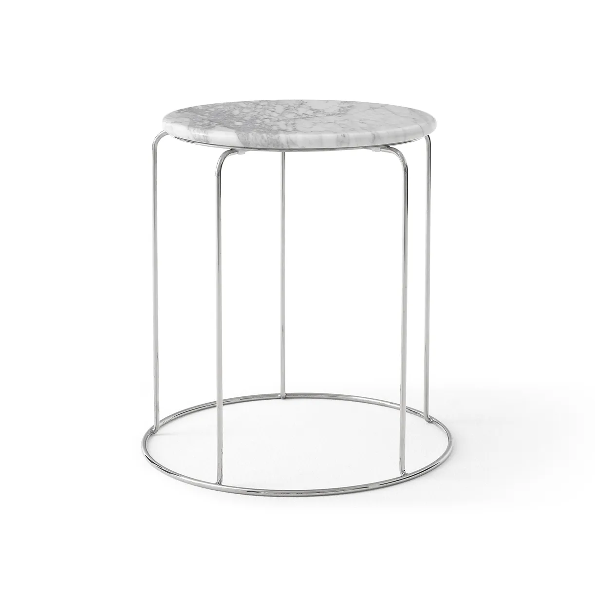 Wire Stool VP11 tabletop Ø38 cm, Marble Bianco Carrara &Tradition