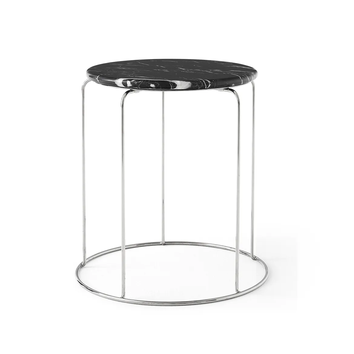 Wire Stool VP11 tabletop Ø38 cm, Marble Nero Marquina &Tradition