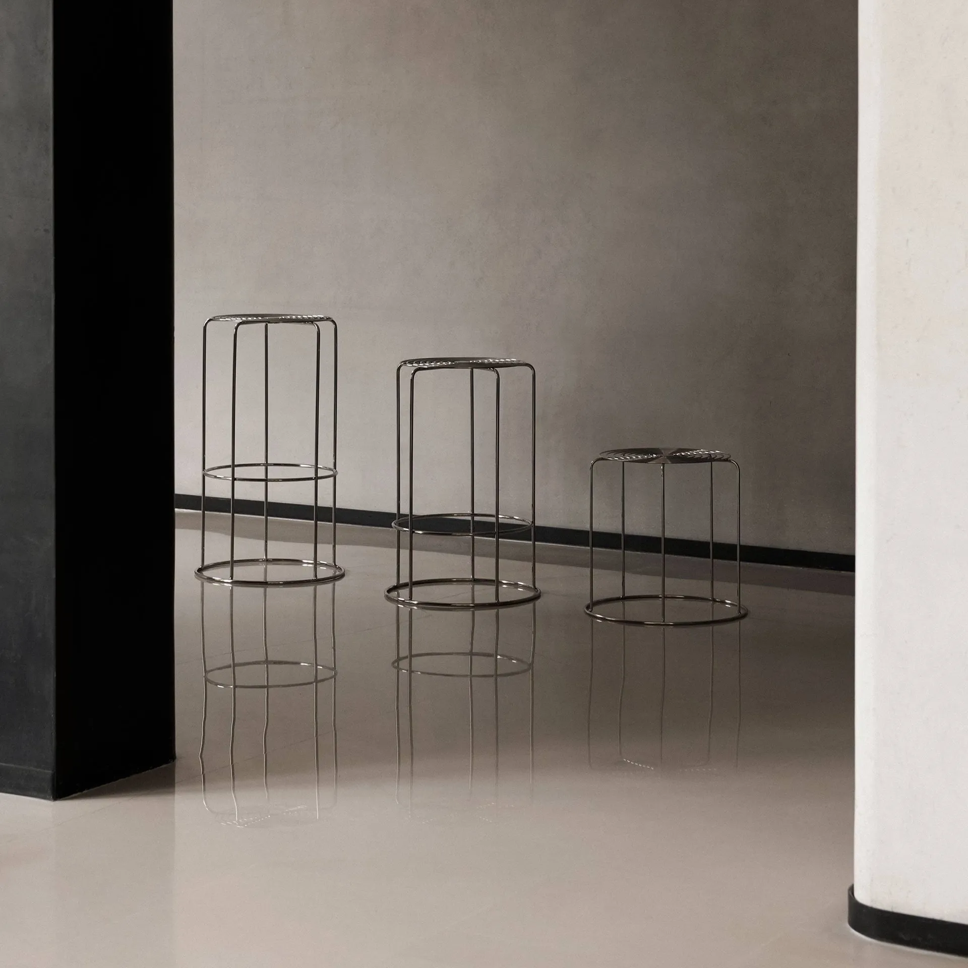 Wire VP16 bar stool, Stainless steel, 75 cm &Tradition
