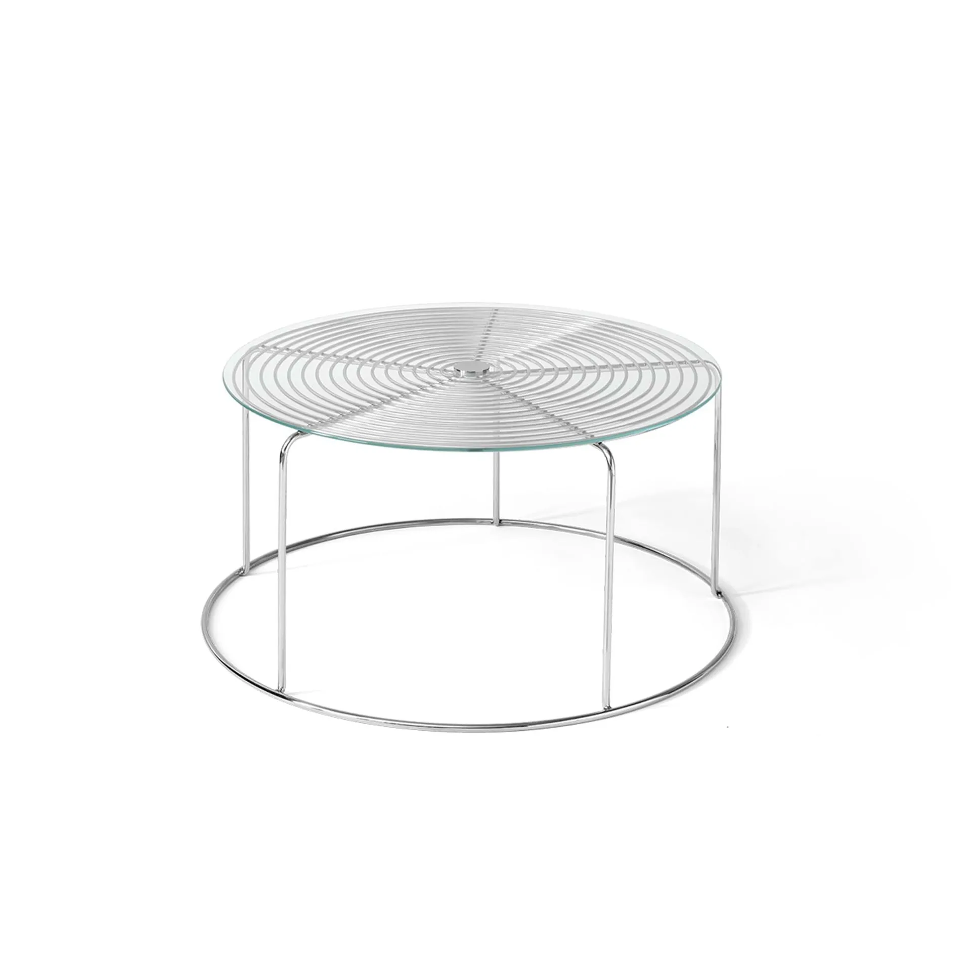 WIre VP17 coffee table, Stainless steel-glass, Ø74x36 cm &Tradition