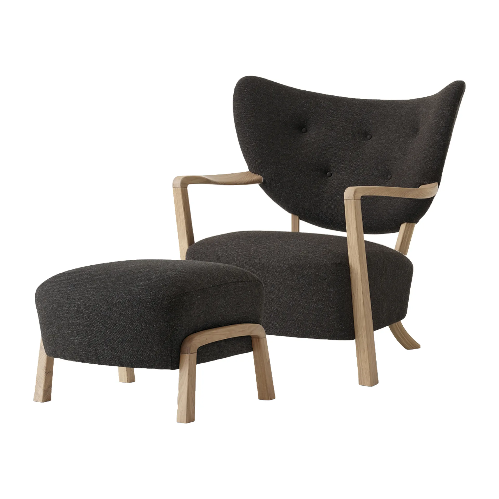 Wulff Lounge Chair ATD2 armchair incl. pouffe ATD3, Oiled oak-Hallingdal 376 &Tradition