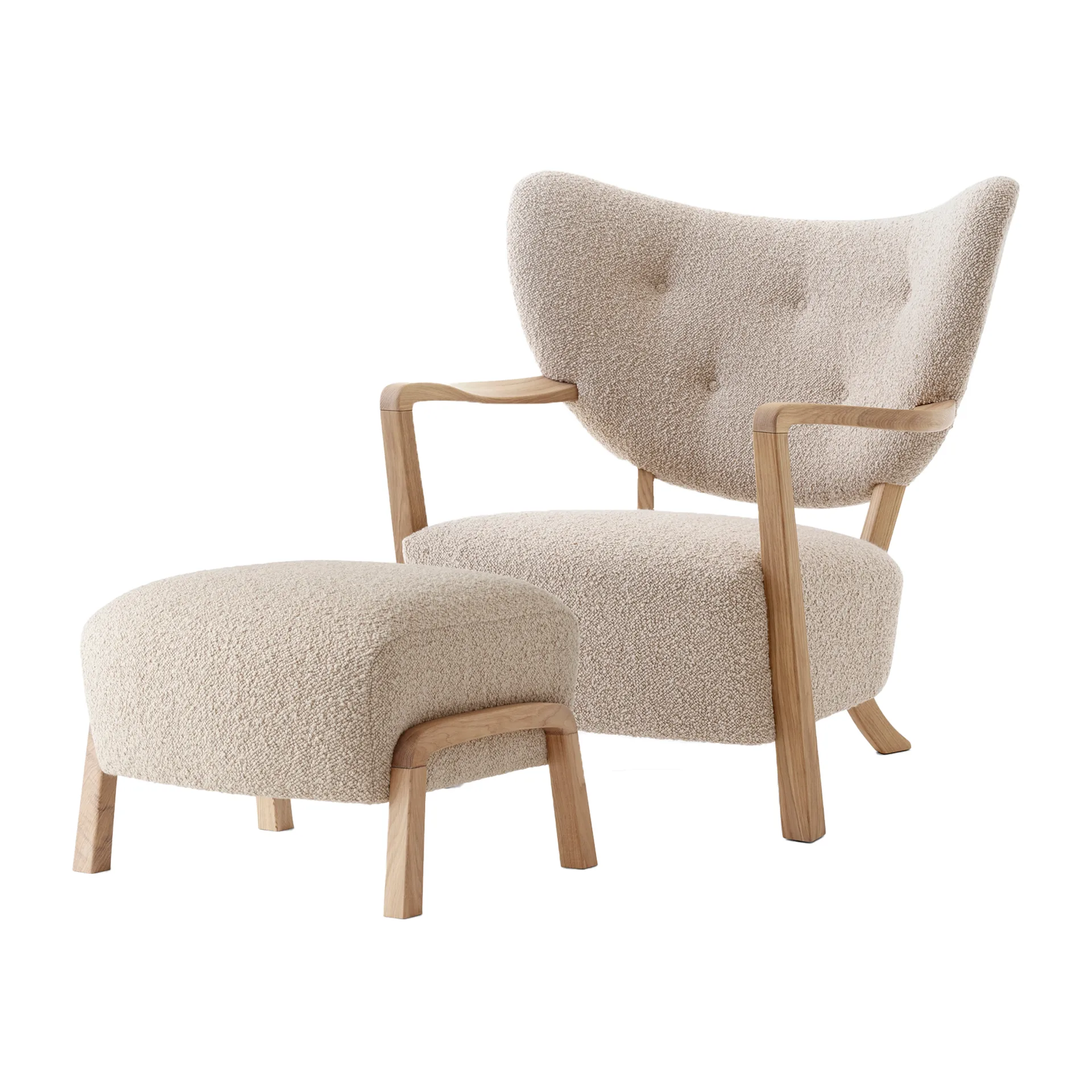 Wulff Lounge Chair ATD2 armchair incl. pouffe ATD3, Oiled oak-Karakorum &Tradition