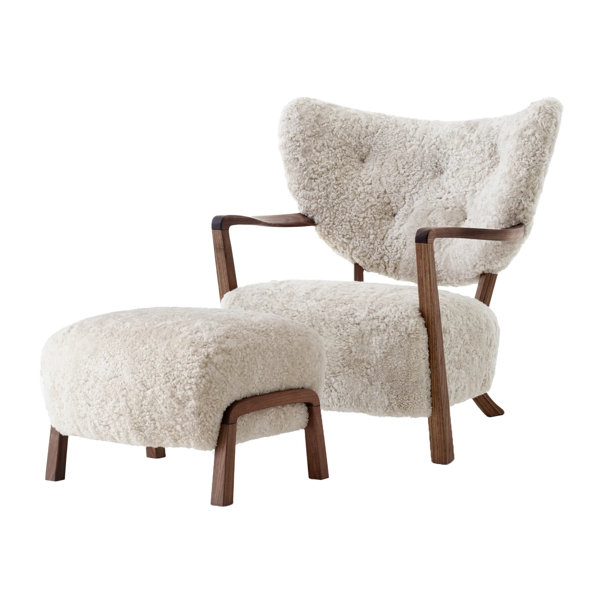 Wulff Lounge Chair ATD2 armchair incl. pouffe ATD3, Oiled walnut-Moonlight &Tradition